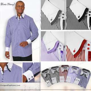 Mens Stylish George Fashion Stripe Dress Shirt All Sizes and 5 Colors 