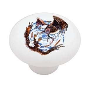  Eagles Fighting over Snake Decorative High Gloss Ceramic 