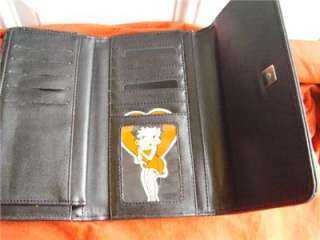 Betty Boop Black Leather Tri fold Wallets  