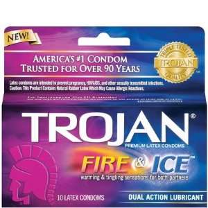 Trojan Fire & Ice Dual Lubricant Premium Latex Condoms 10 ct (Quantity 
