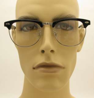Vintage Clear Lens Black Wayfarer Eyeglasses Glasses  