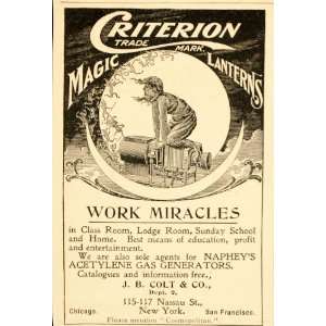  1898 Vintage Ad Criterion Magic Lantern Projector Colt 