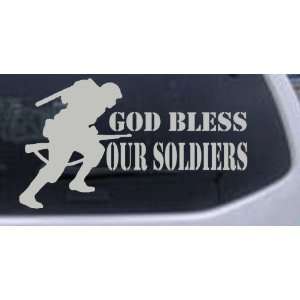 Silver 14in X 8.0in    God Bless Our Soldiers Military Car Window Wall 