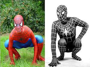   Lycra Spandex zentai costume red &blue and black Spiderman suit  