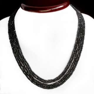   247.00 CTS NATURAL FACETED 5 STRAND BLACK SPINEL BEADS NECKLACE  