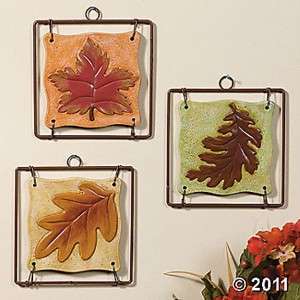 UNIQUE AUTUMN MAPLE LEAF PLAQUES WALL HANGINGS (SET OF 3) NEW  