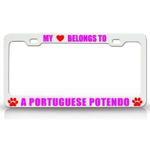  MY HEART BELONGS TO A PORTUGUESE POTENDO Dog Pet Steel 