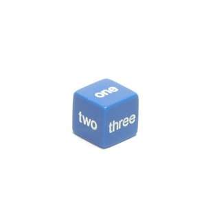 16mm Opaque Word Numbers Dice (one thru six), Blue w 