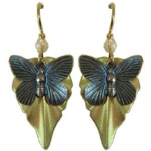  Jody Coyote Blue Lime Butterfly Leaf Earrings QM221 