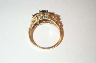 10K Yellow Gold Ladies Ring With Beautiful Blue Stones