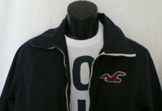   outwear basic jacket navy blue seagull ziper logo sport coat M  