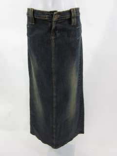 ALLEN B Blue Cotton Distressed Long Jean Skirt Sz 28  