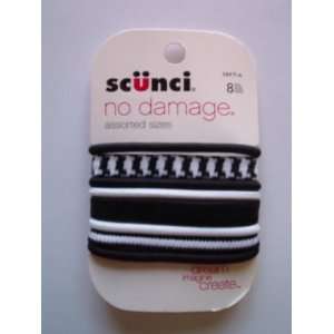  Scunci No Damage Hair Ties, Assorted Sizes, 8 Pieces 