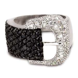  Black and White Cubic Zirconia Pave Buckle Ring SusanB. Jewelry