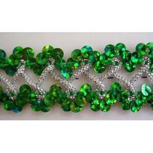  Phoenix 1 Sequins Trim Kelly Green With Silver Cording .75 