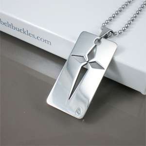 NEW Dogtag Rhinestone Silver Square Cross Mens Stainless Steel Pendant 