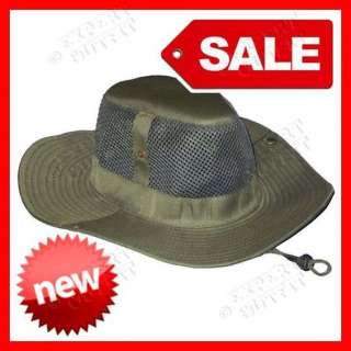 BOONIE HAT Army Olive Green BUCKET HUNTING MESH CAP CHIN STRAP NEW 