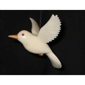  Ivory Hanging Dove Tagua Nut Figurine Carving, 3.6 x 3 x 2 