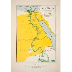1928 Print Map Nile Valley Egypt Libyan Anglo Egyptian Sudan Red Sea 