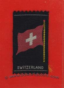 TOBACCO SILK c. 1920   SWITZERLAND FLAG RARE 2.5x1.5  