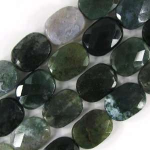  20mm faceted moss agate rectangle beads 16 SALE