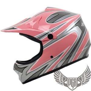 PGR Youth MX Motocross ATV Dirt Bike DOT Helmet (Youth X Large, Pink 