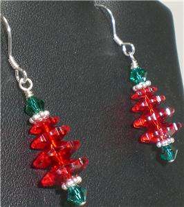   Christmas Crystal Tree Earrings Made With Swarovski Elements  