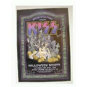  Kiss Poster Tour Los Angeles Halloween Cartoon Band Sho 