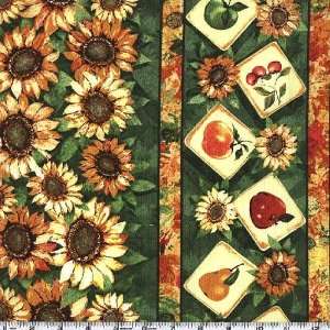   Sunflower Stripe Green Fabric By The Yard Arts, Crafts & Sewing