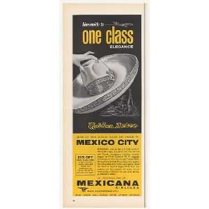  1965 Mexicana Airlines Golden Aztec 1 Class Sombrero Print 