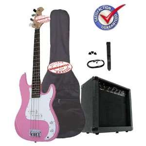    ELECTRIC BASS PACK WITH 20 WATTS AMP PINK Musical Instruments