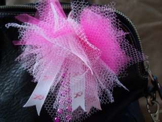 Breast Cancer Pink Bow Beads Purse Gift Accessory Fru Fru Fashions 