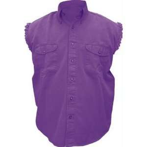  Mens Purple Cotton Twill Sleeveless Shirt Automotive
