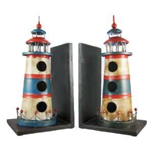  Hand Painted Metal Lighthouse Bookends Book Ends