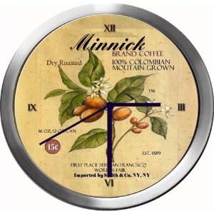  MINNICK 14 Inch Coffee Metal Clock Quartz Movement 