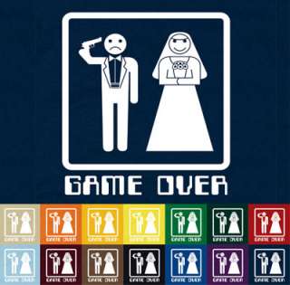 GAME OVER WEDDING T SHIRT FUNNY BRIDE GROOM MARRIAGE  