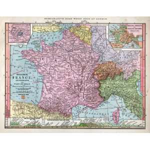  Monteith 1885 Antique Map of France