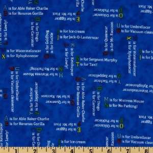  44 Wide Busytown A to Z Alphabet Words Blue Fabric By 