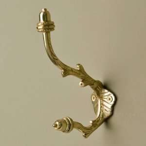 Branch Double Brass Coat Hook   Polished & Lacquered Brass 