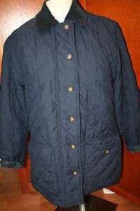 Brooks Brothers Navy Blue Quilted Fleece Lined Mid Length Coat Jacket 