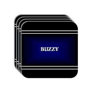 Personal Name Gift   BUZZY Set of 4 Mini Mousepad Coasters (black 