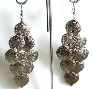 Wholesale Lots 4 Pairs Fashion Black Tone Carved Flowers Dangle 