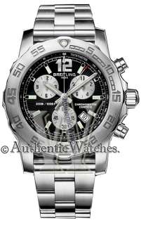  box manual black dial with silver subdials chronograph feature
