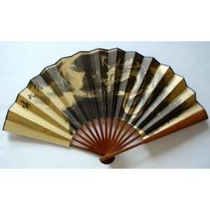 Chinese Painting Calligraphy Bamboo Fan Dragon Black 