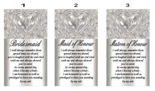 Set of 6) Wedding Fridge Gift Magnet   Silver Bridesmaid etc   You 