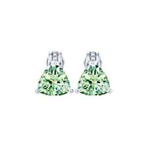   Trillion Cut Green Amethyst Earrings with Diamond Accents Jewelry
