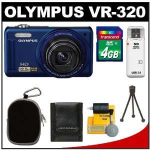  Olympus VR 320 14.0 MP Digital Camera (Blue) with 4GB Card 