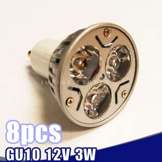 8pcs GU10 Type LED High Power Warm White Lamp Bulb 12V 3W LEGU1012V3WW 