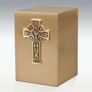 Celtic Cross Bronze Cube Cremation Urn  