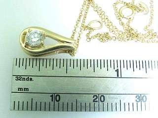 14k Yellow Gold Drop Diamond Charm Pendant with Chain  